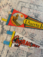 Load image into Gallery viewer, Lot of 2 Vintage Pennants - Puerto Rico and Cog Railway