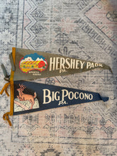 Load image into Gallery viewer, Lot of 2 Vintage Pennants - Hershey Park and Big Pocono