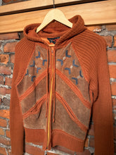 Load image into Gallery viewer, Vintage 1970s Knit Zip Up Sweater With Leather (WS)