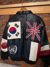 Load image into Gallery viewer, Vintage Suzie’s Leather Flag Jacket (L)