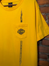 Load image into Gallery viewer, Vintage 2006 Yellow Harley Davidson Flame Pocket Tee (XL)