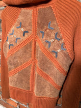 Load image into Gallery viewer, Vintage 1970s Knit Zip Up Sweater With Leather (WS)
