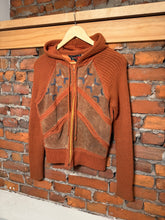 Load image into Gallery viewer, Vintage 1970s Knit Zip Up Sweater With Leather (WS)