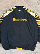 Load image into Gallery viewer, Vintage 90s Pittsburgh Steelers Starter Zip Up Puffy Jacket (2XL)