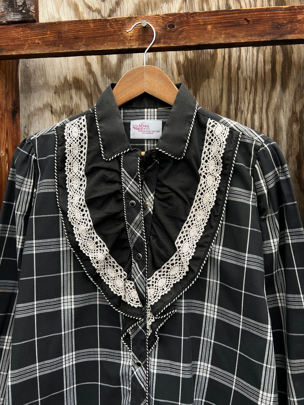 Vintage Kenny Rogers Womens Black Lace Shirt (WM)