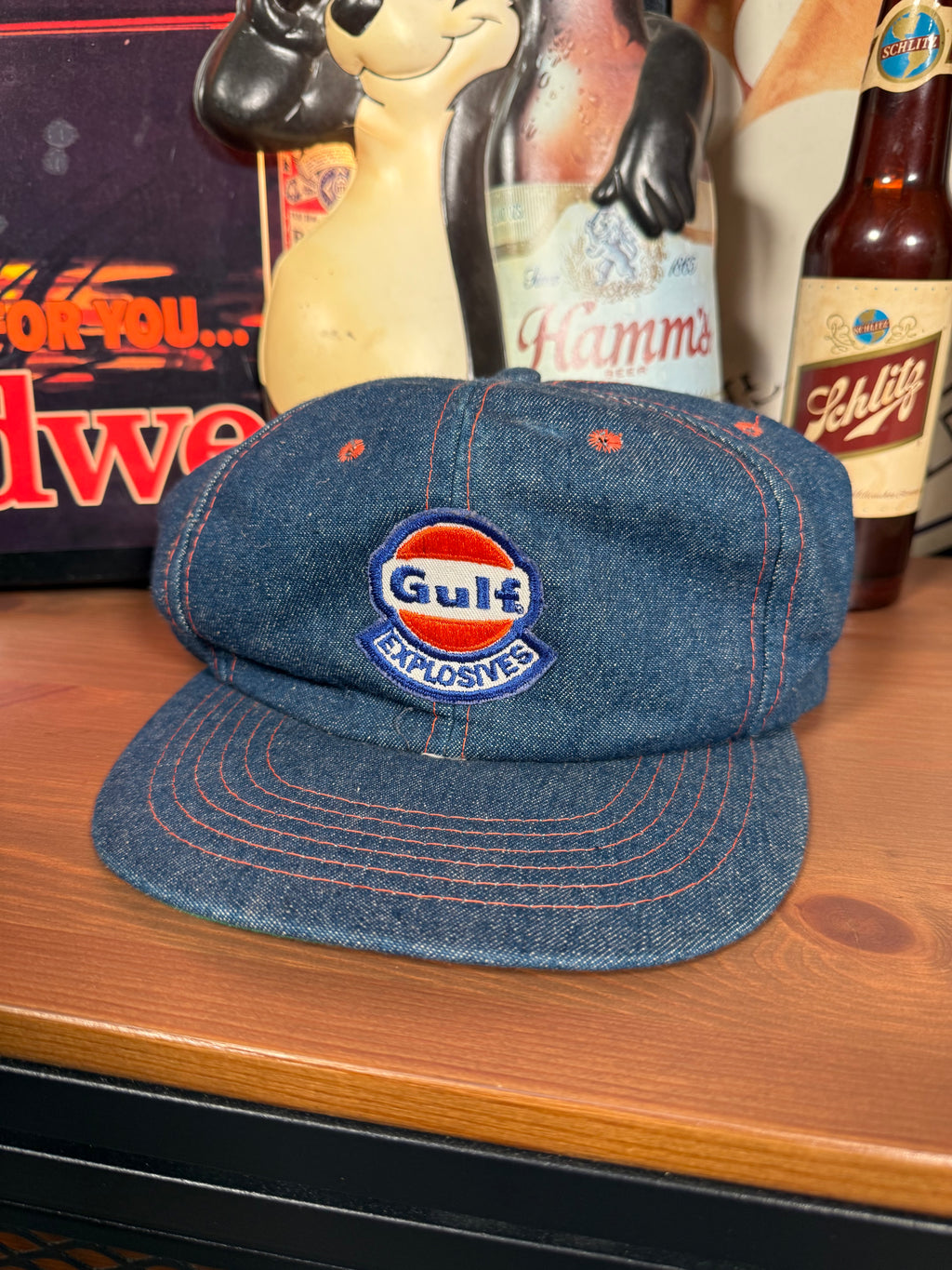 Vintage Gulf Explosives Denim Trucker Hat