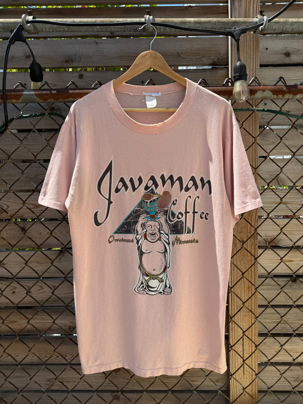 Vintage Distressed Javaman Coffee/Atlanta Georgia Mountain Gear Test Print Shirt (L/XL)