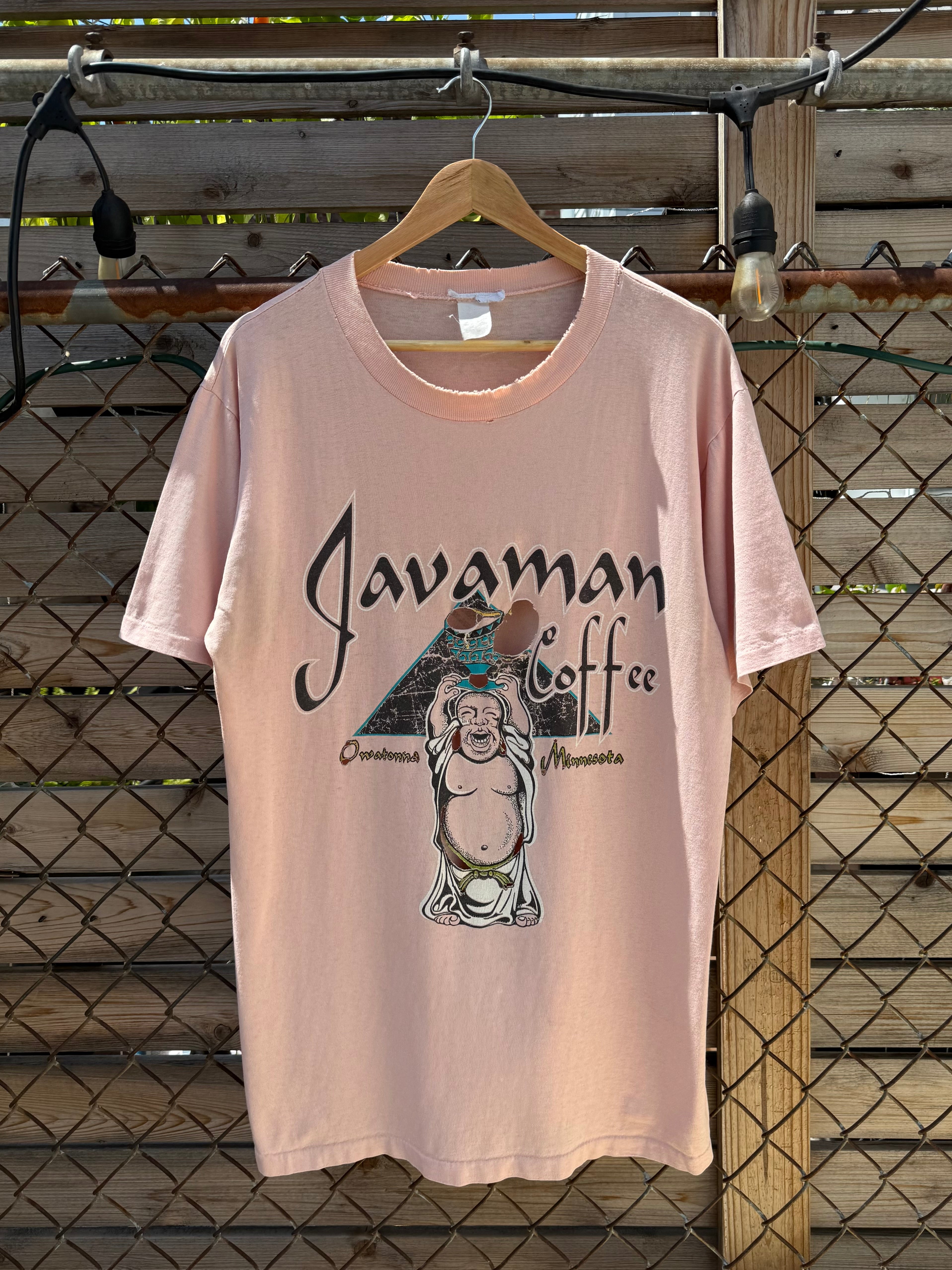 Vintage Distressed Javaman Coffee/Atlanta Georgia Mountain Gear Test Print Shirt (L/XL)