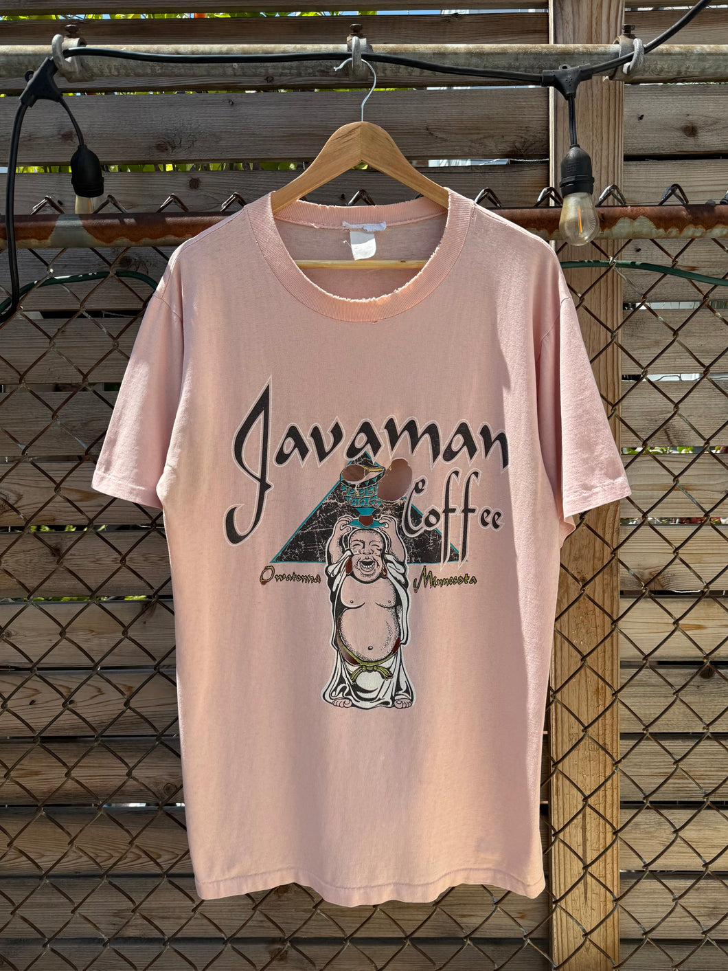 Vintage Distressed Javaman Coffee/Atlanta Georgia Mountain Gear Test Print Shirt (L/XL)