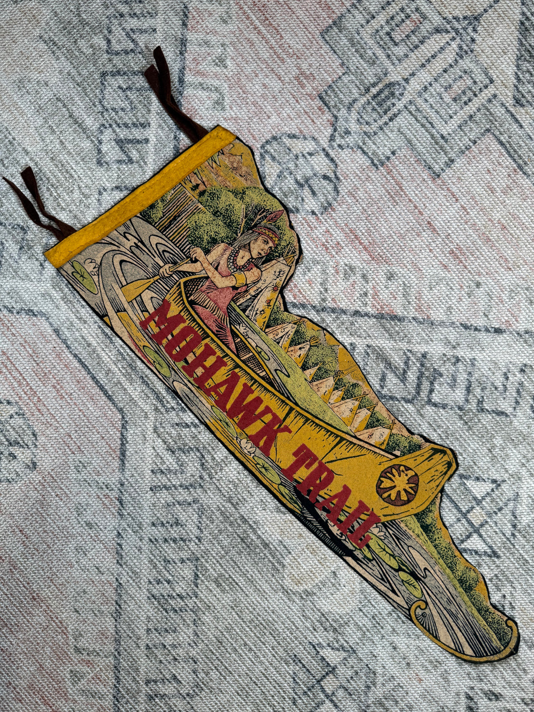 Vintage 50s/60s Mohawk Trail Canoe Pennant (23inch)