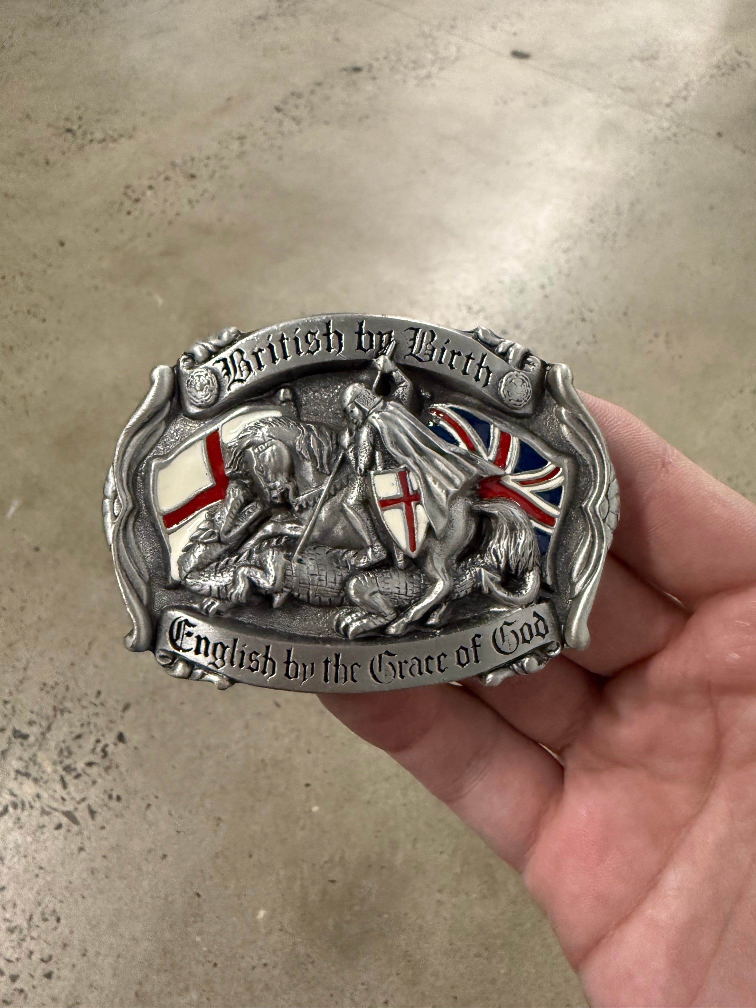 Vintage British By Birth English By The Grace of God Belt Buckle