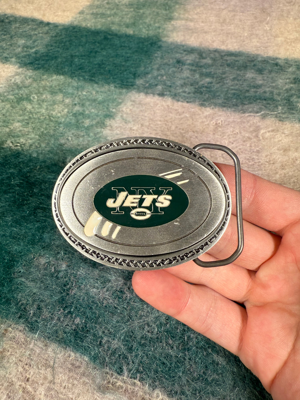 Vintage New York Jets Circle Belt Buckle