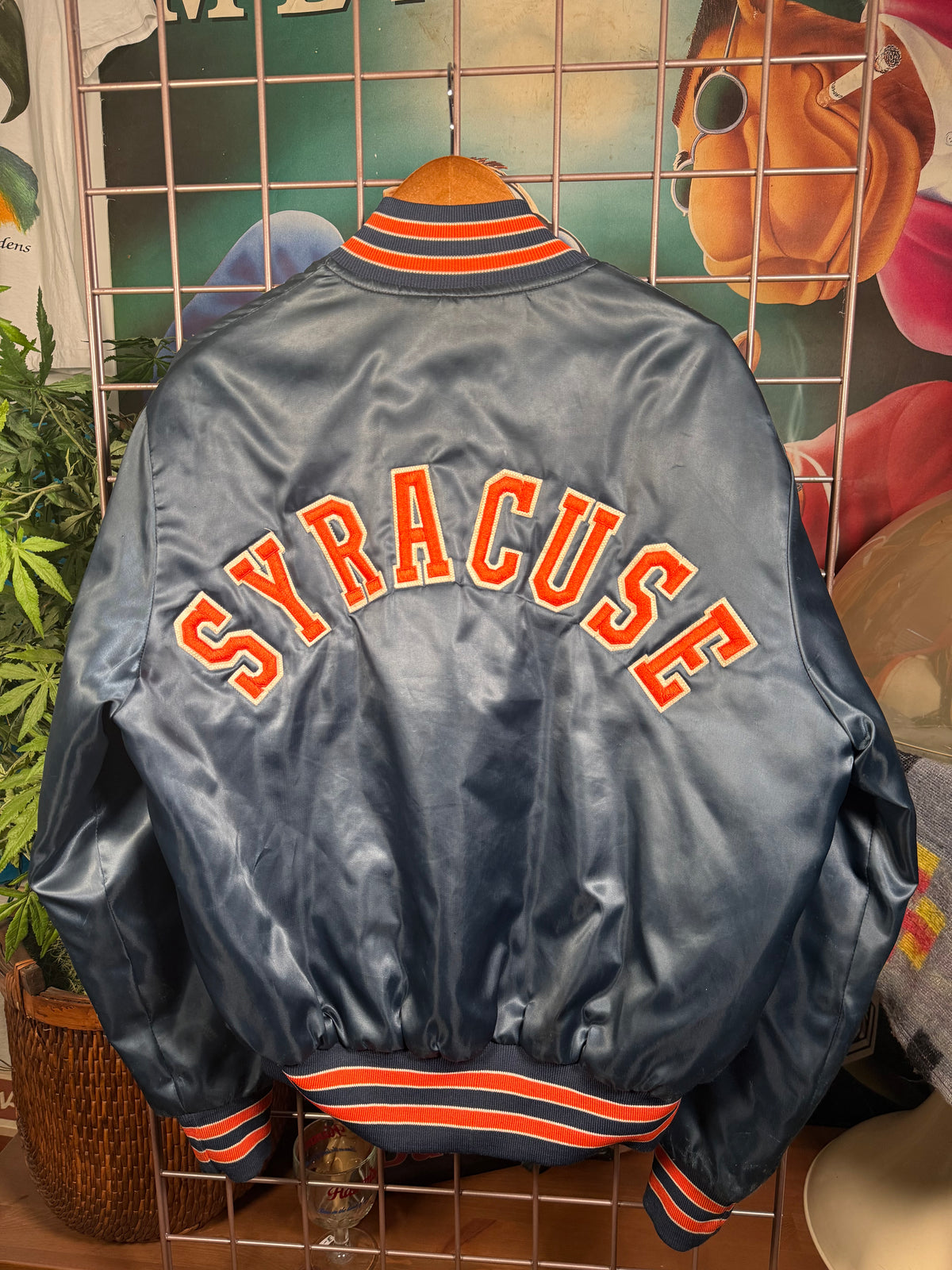 Vintage Syracuse Stitched Satin Bomber Jacket (L)