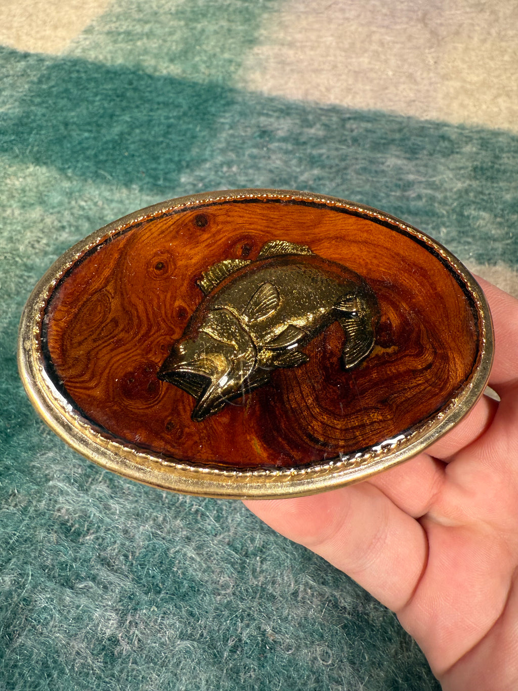Vintage Fish Wood Belt Buckle