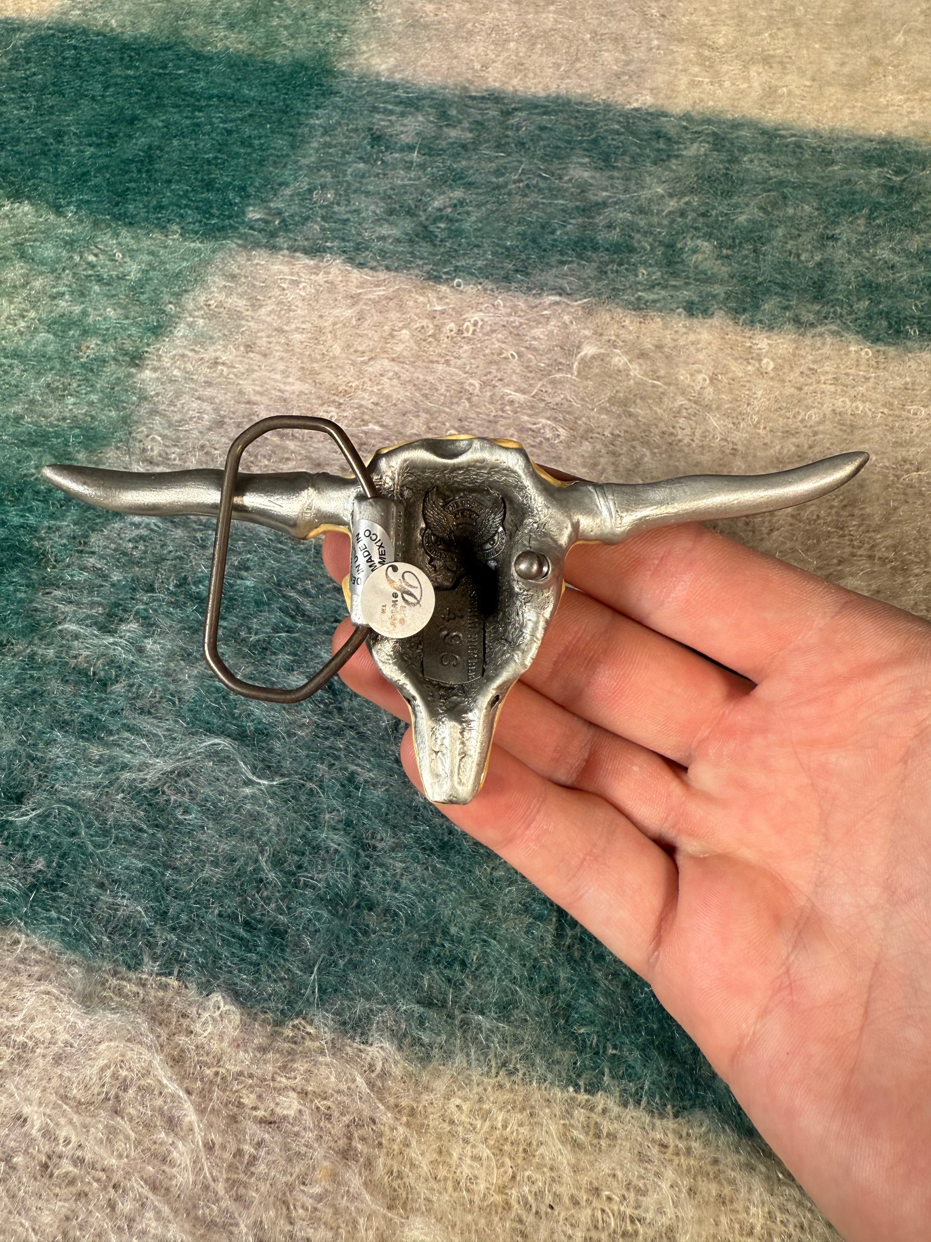 Vintage Colored Longhorn Skull Belt Buckle
