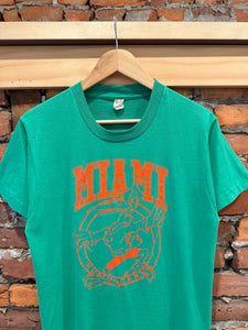 Vintage 80s University of Miami Green T-Shirt (M)