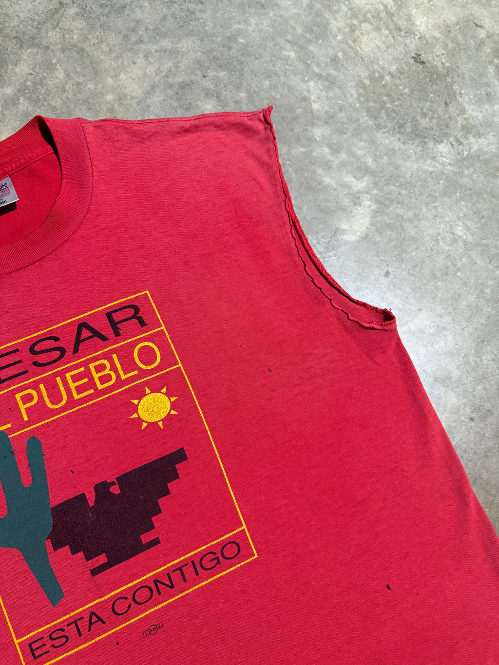 Vintage 90s Cesar El Pueblo Red Cutoff Tee (XL)
