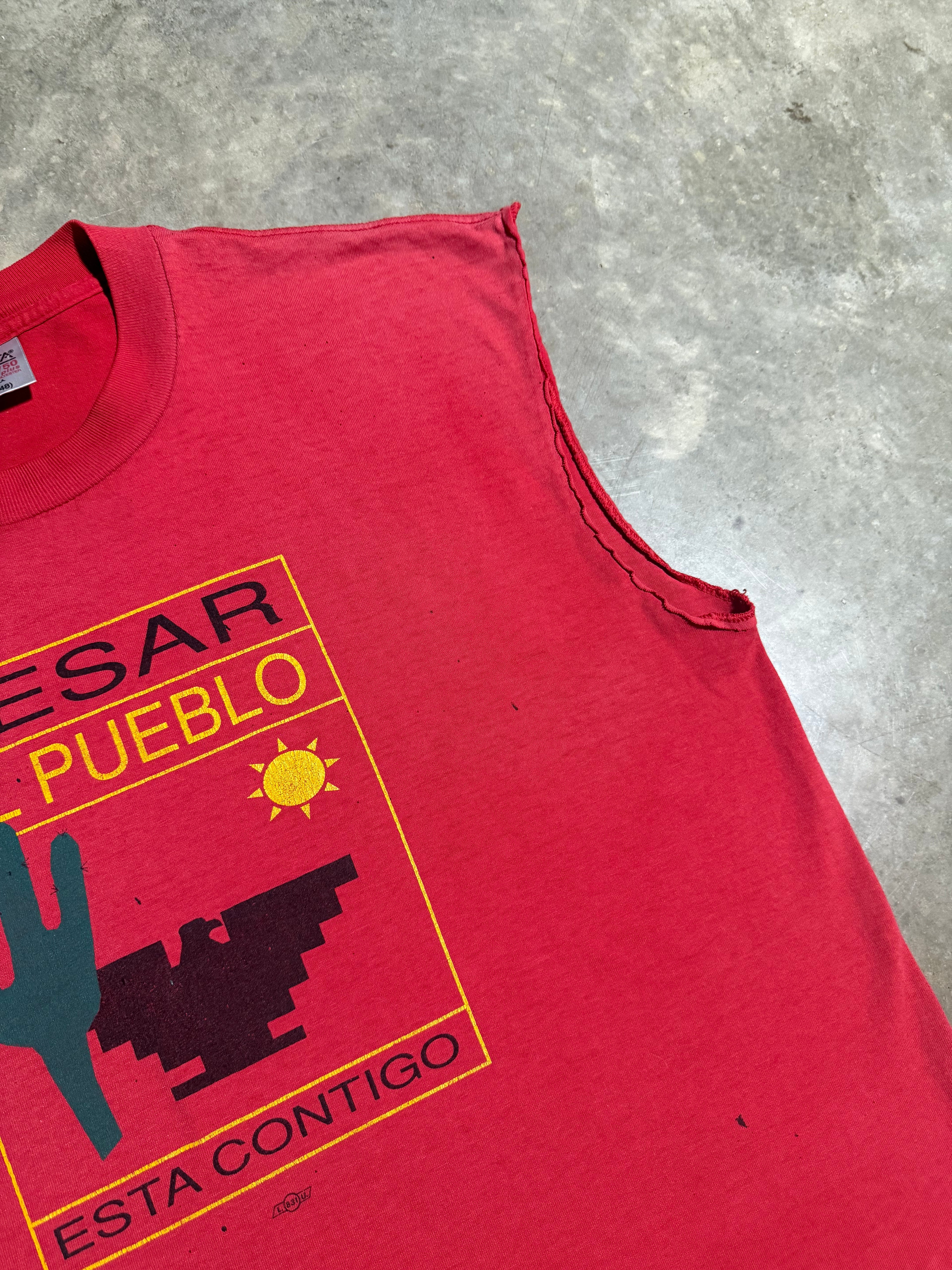 Vintage 90s Cesar El Pueblo Red Cutoff Tee (XL)