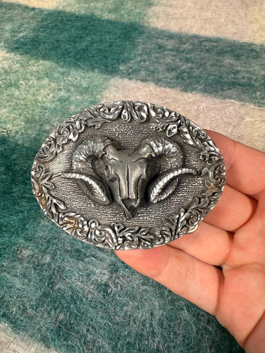 Vintage Ram Skull Belt Buckle