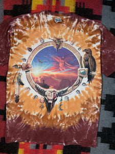 Vintage 2000 Liquid Blue Native American Tie Dye Shirt (L)