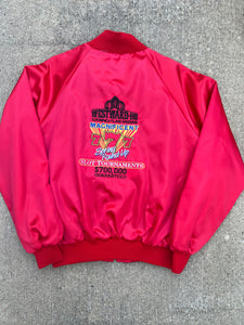 Vintage Embroidered Casino Satin Jacket (XL)