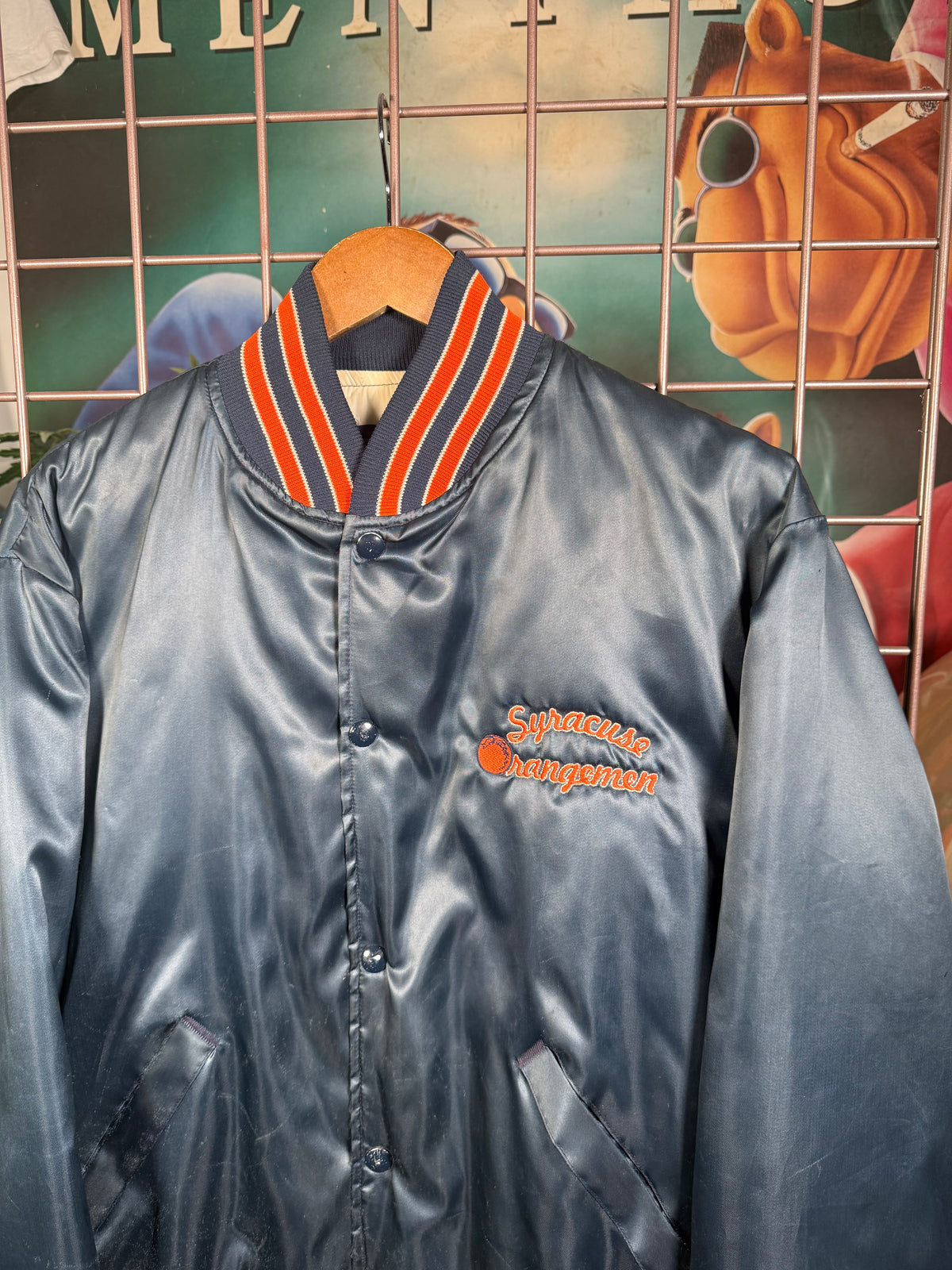 Vintage Syracuse Stitched Satin Bomber Jacket (L)
