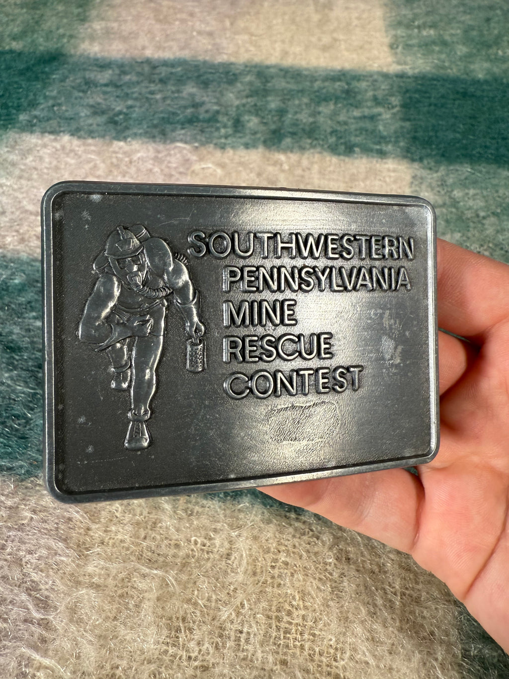 Vintage 80s Pennsylvania Mine Rescue Contest Belt Buckle