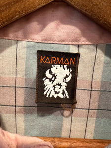 Vintage Karman Pink and Blue Western Shirt (WM)