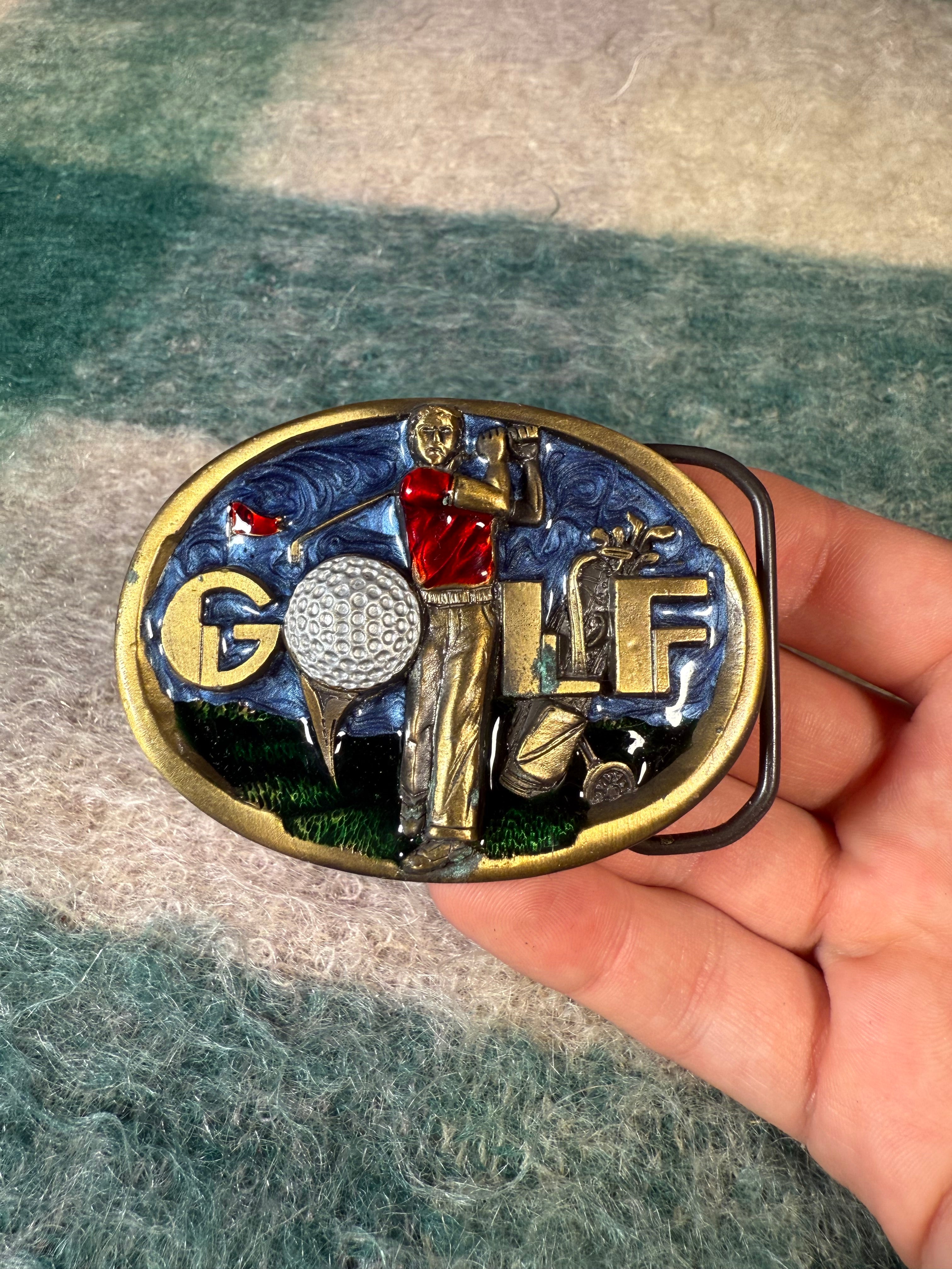 Vintage Multicolor Golf Belt Buckle