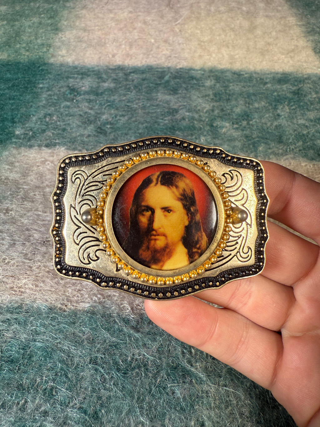 Vintage Jesus Picture Belt Buckle