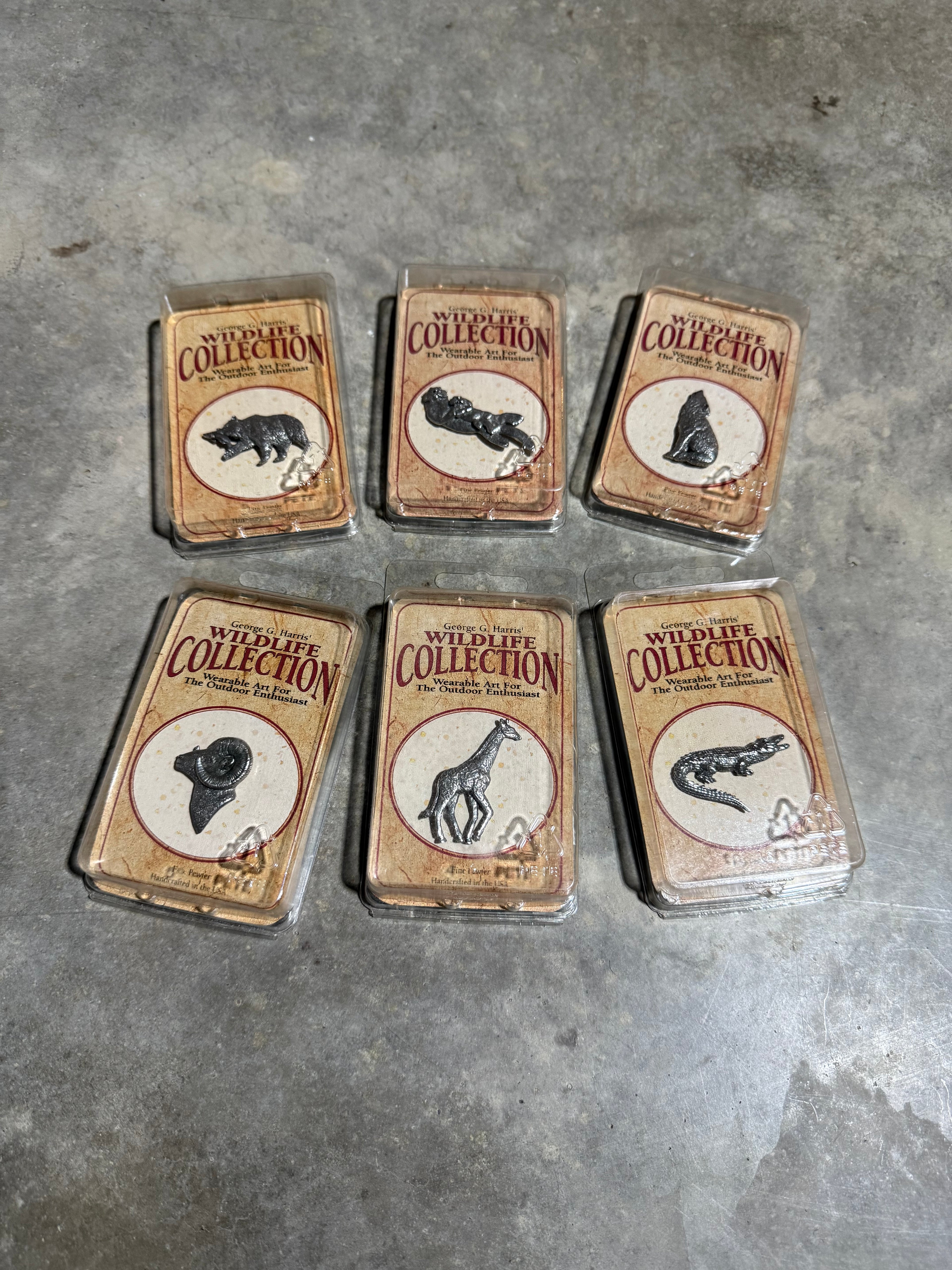 Lot of 6 Vintage Wildlife Pins - Unopened