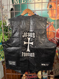 Jesus Forever Leather Biker Vest(XL)