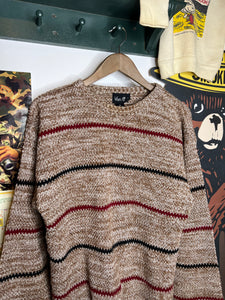 Vintage 80s Tan Striped Sweater (M)