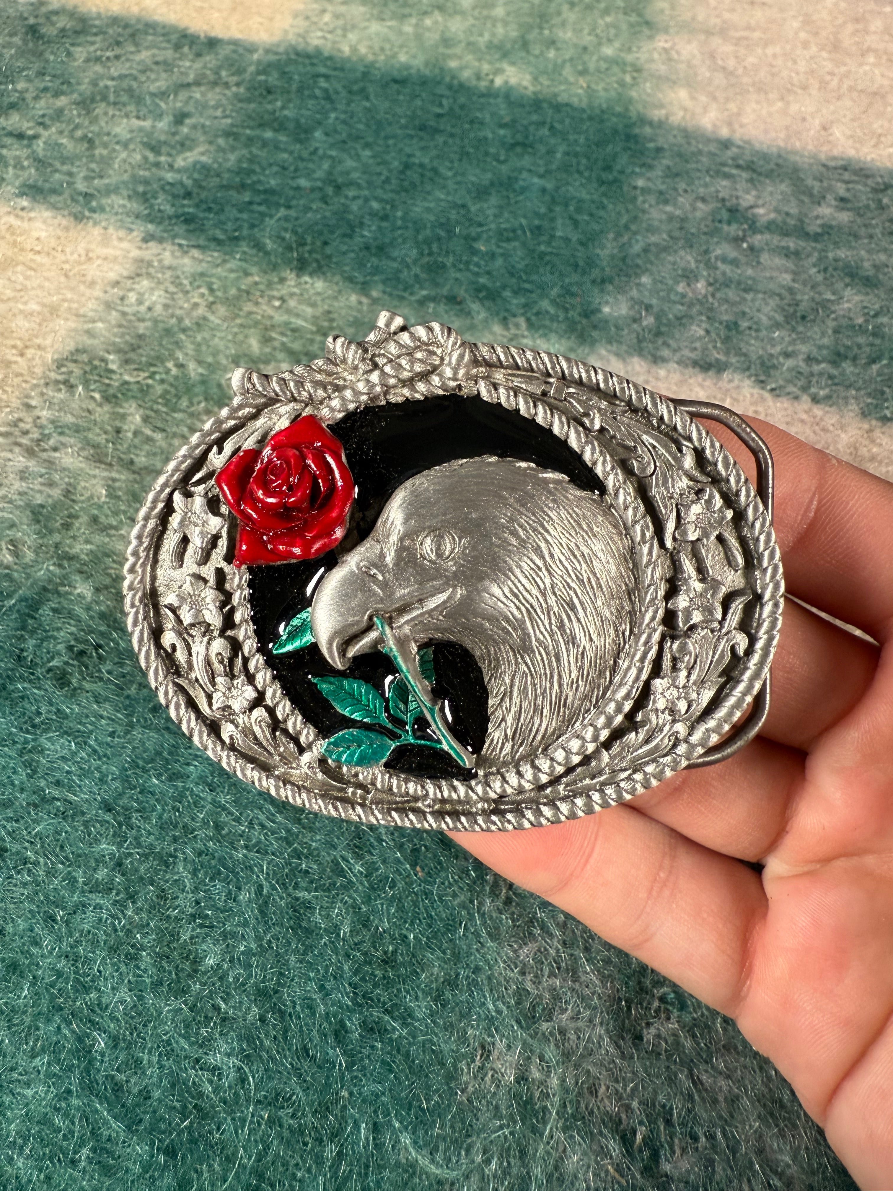 Vintage Eagle and Rose Belt Buckle