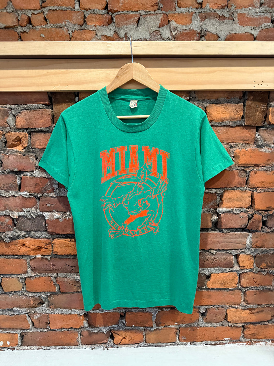 Vintage 80s University of Miami Green T-Shirt (M)