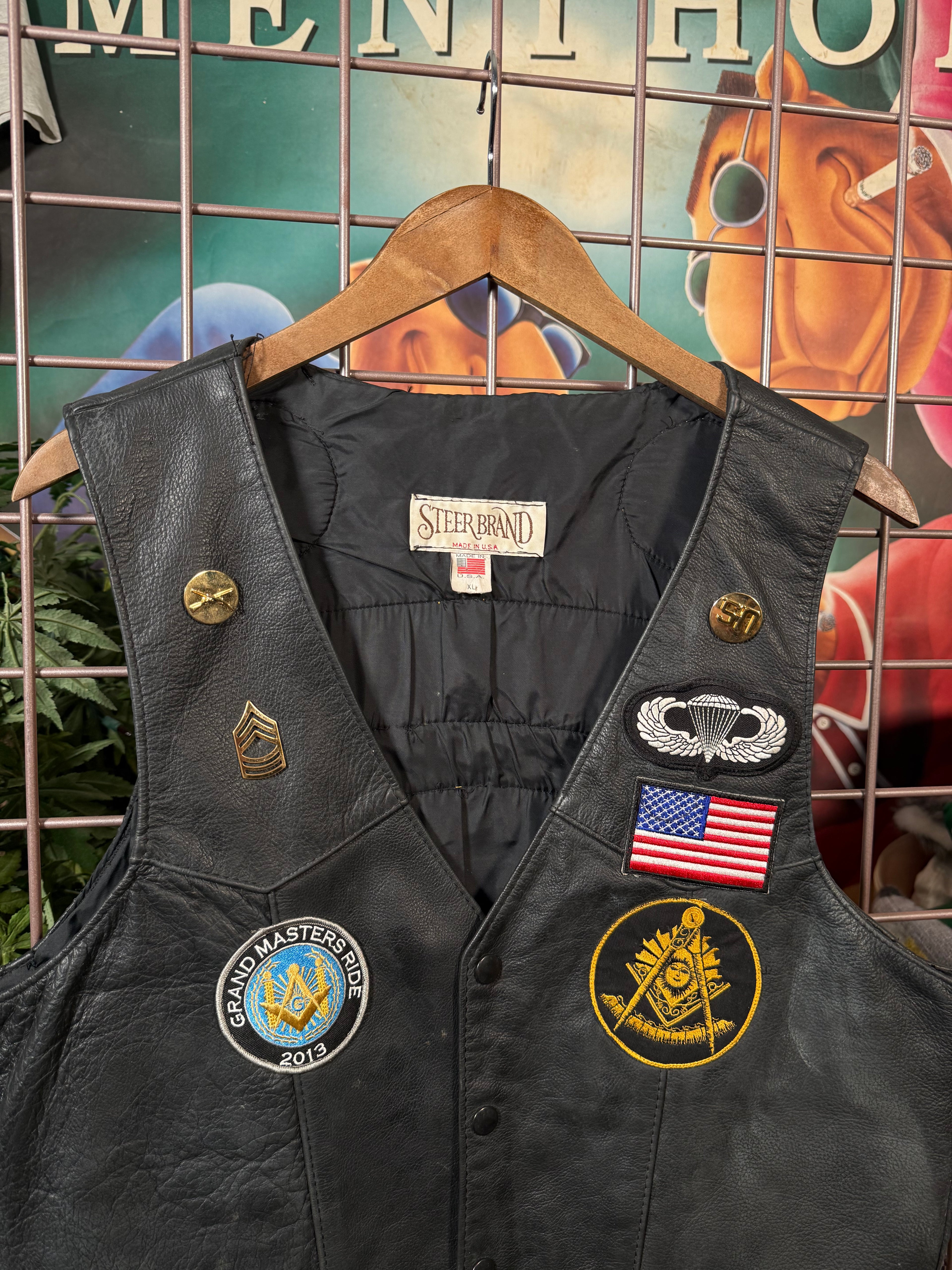 Masonic Riders Biker Leather Vest (L)