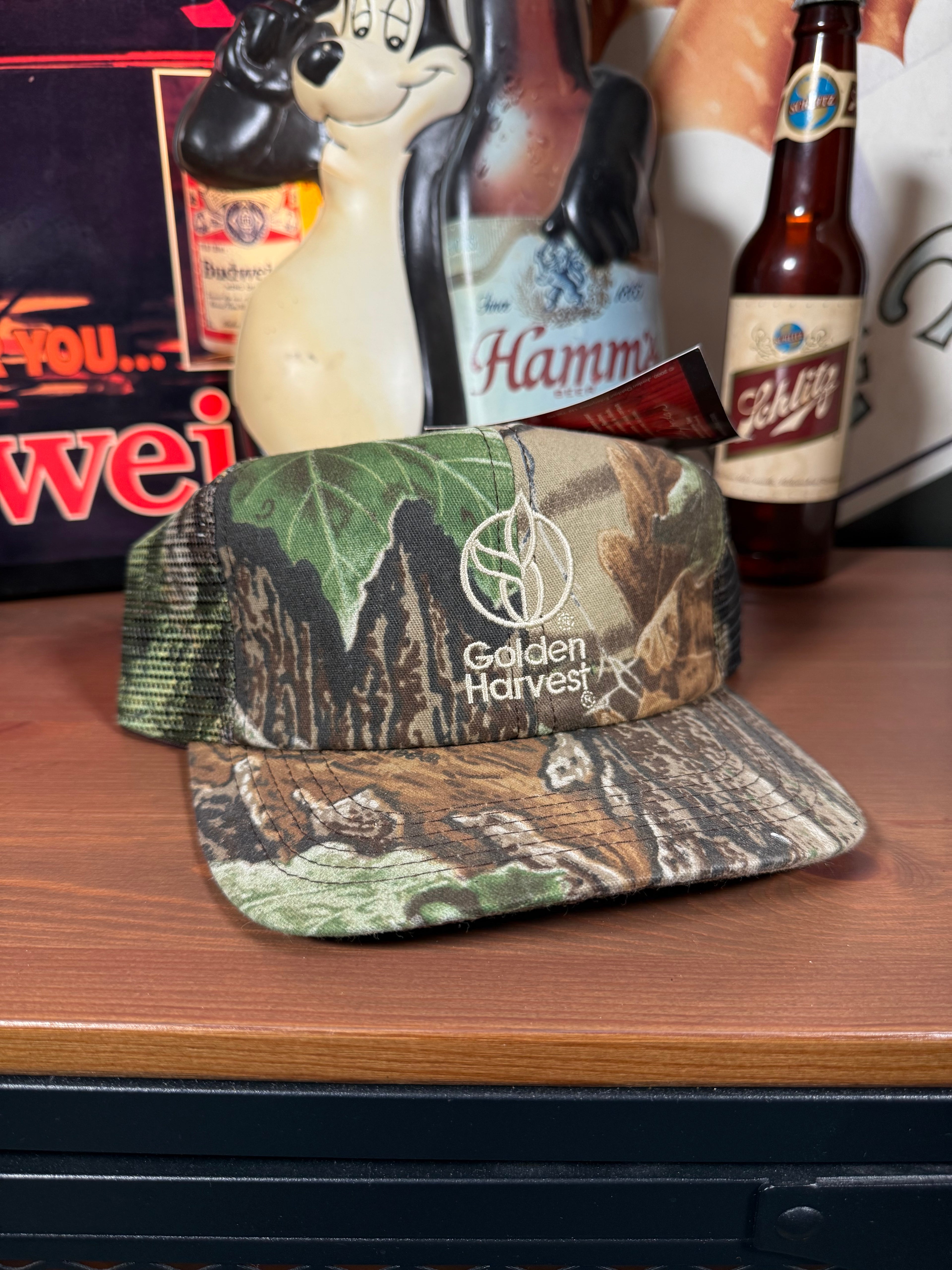 Vintage Realtree Camo Golden Harvest Seed K Products Trucker Hat