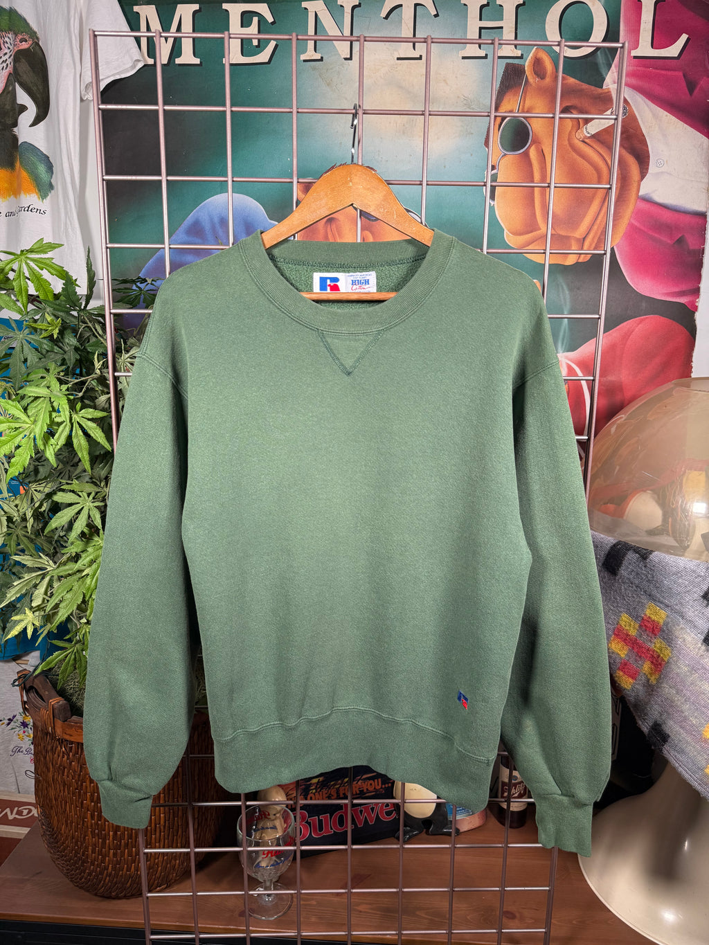 Vintage Russell Athletic Green Thick Sweatshirt (M)