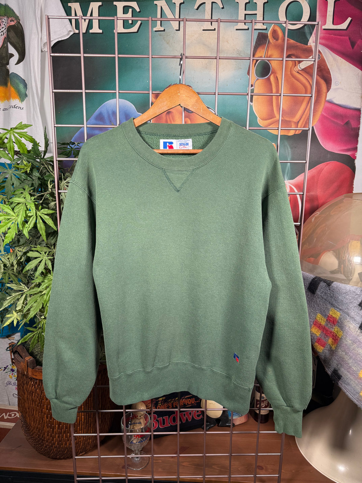 Vintage Russell Athletic Green Thick Sweatshirt (M)