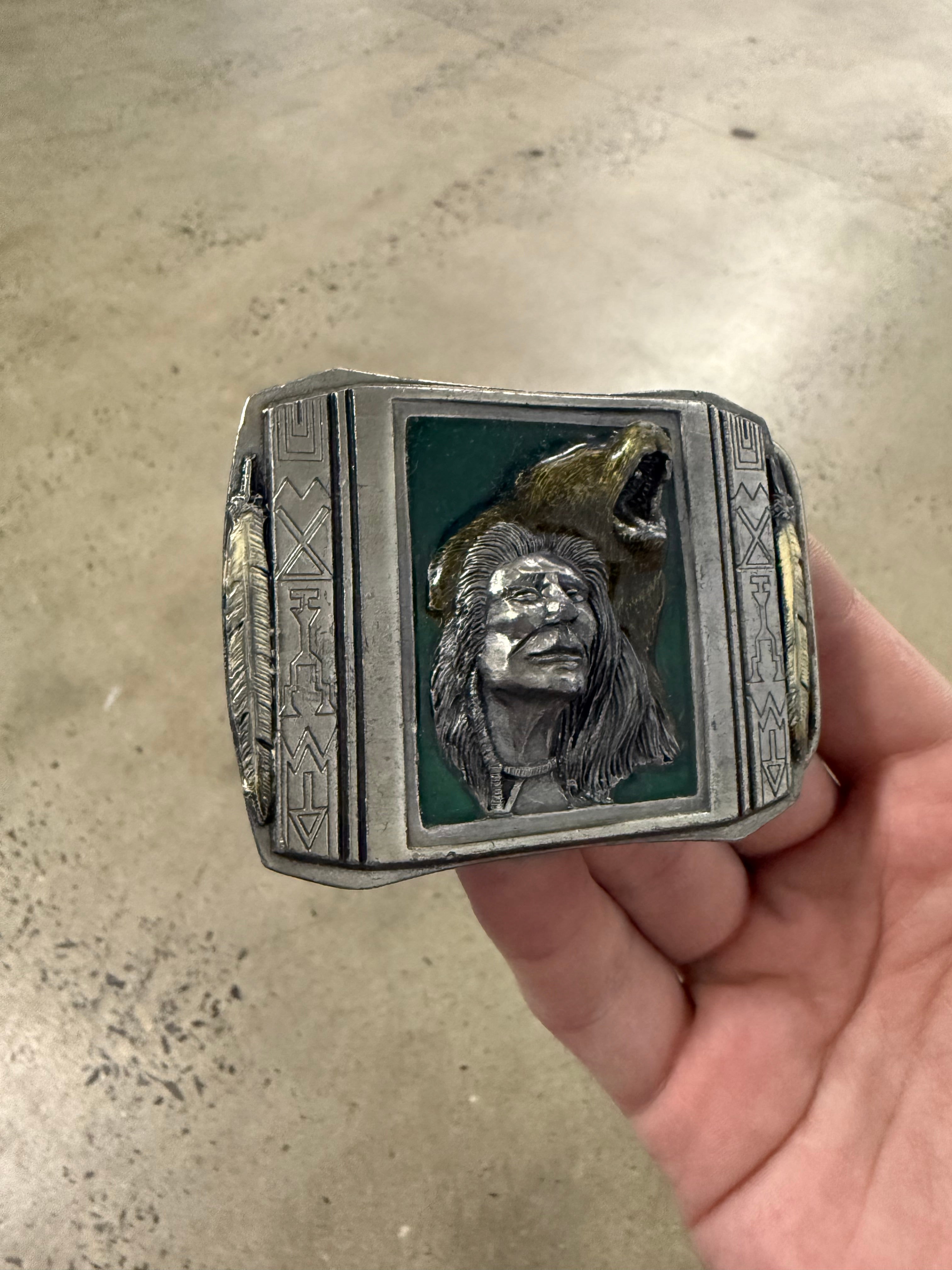 Vintage 1999 Native American Bear Belt Buckle