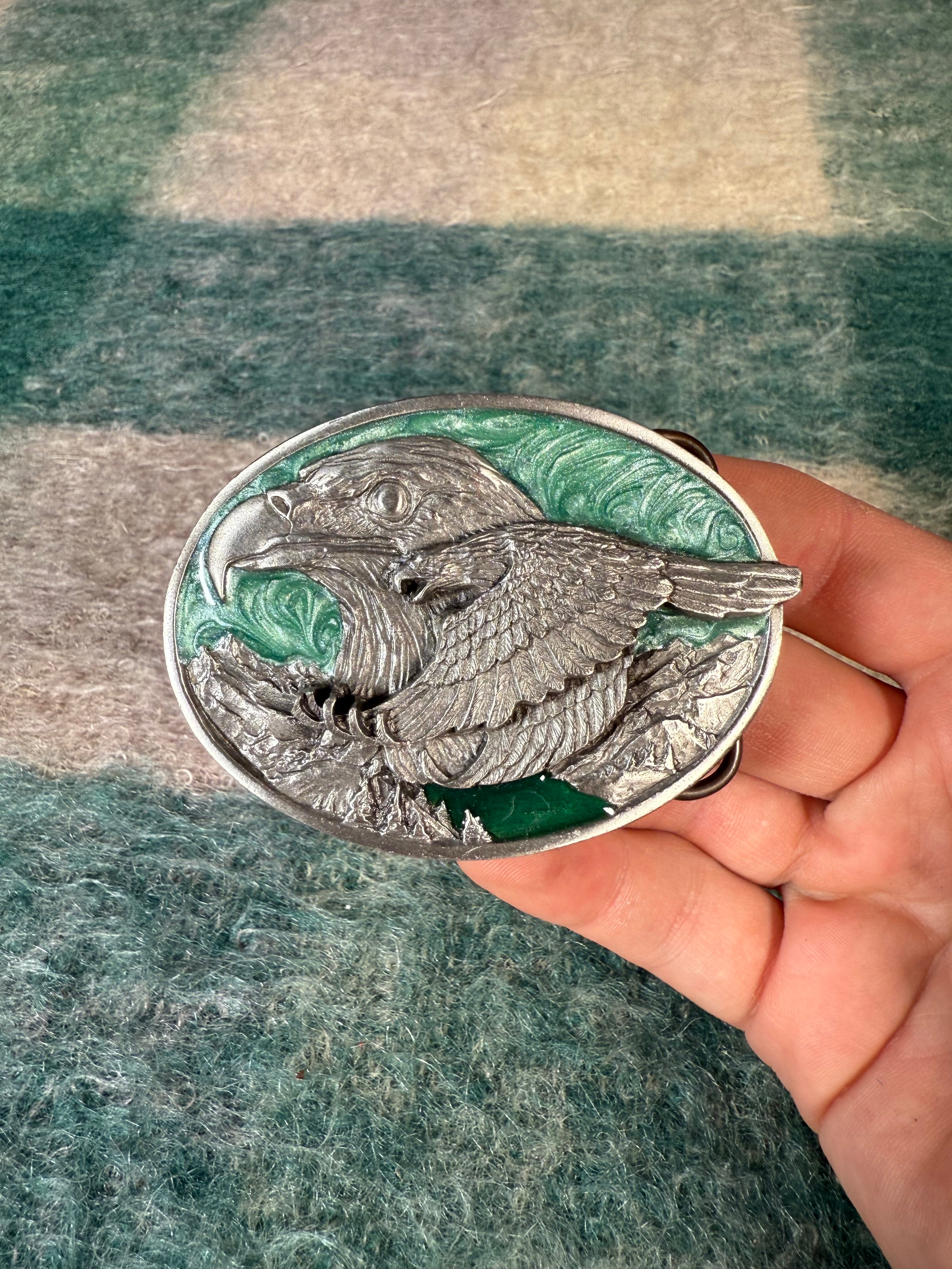 Vintage Multicolor Eagles Belt Buckle