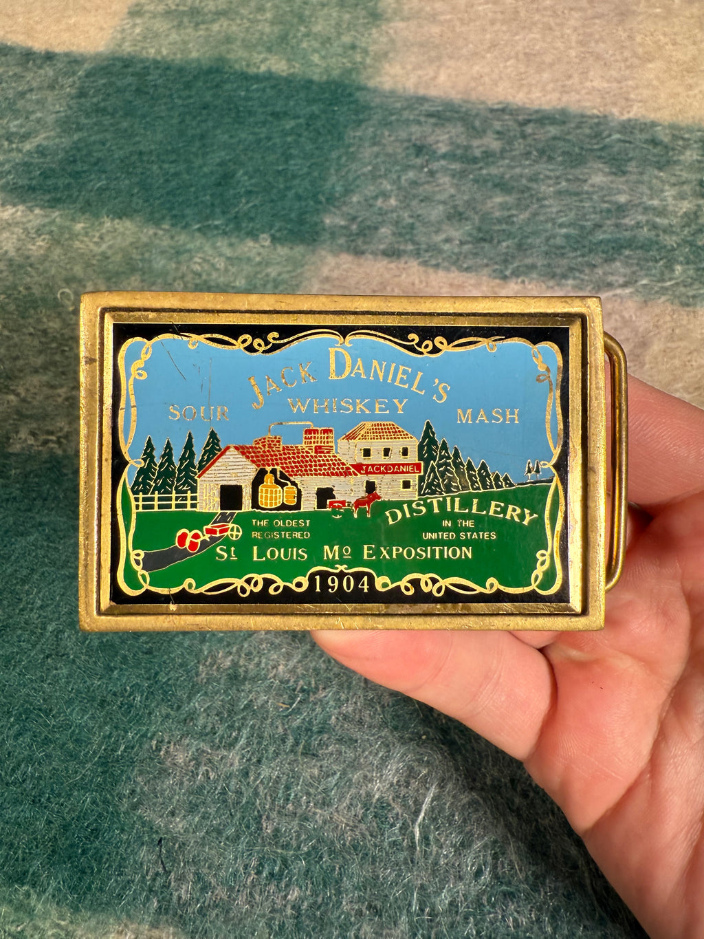 Vintage 1983 Jack Daniels Landscape Belt Buckle