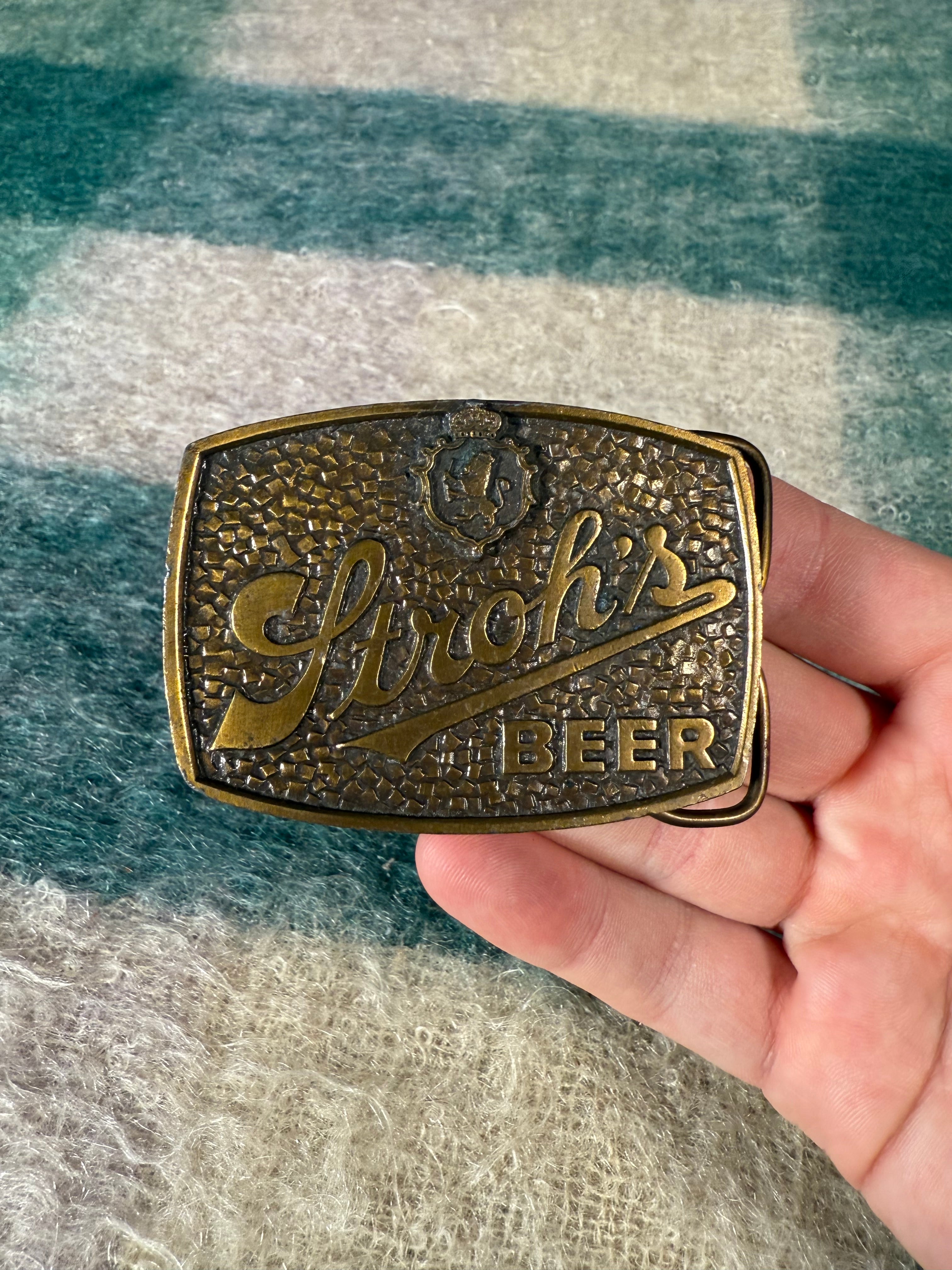Vintage 1976 Strohs Beer Belt Buckle