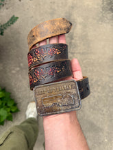 Load image into Gallery viewer, Vintage Keep on Truckin’ Belt Buckle and Rose Belt (32)

