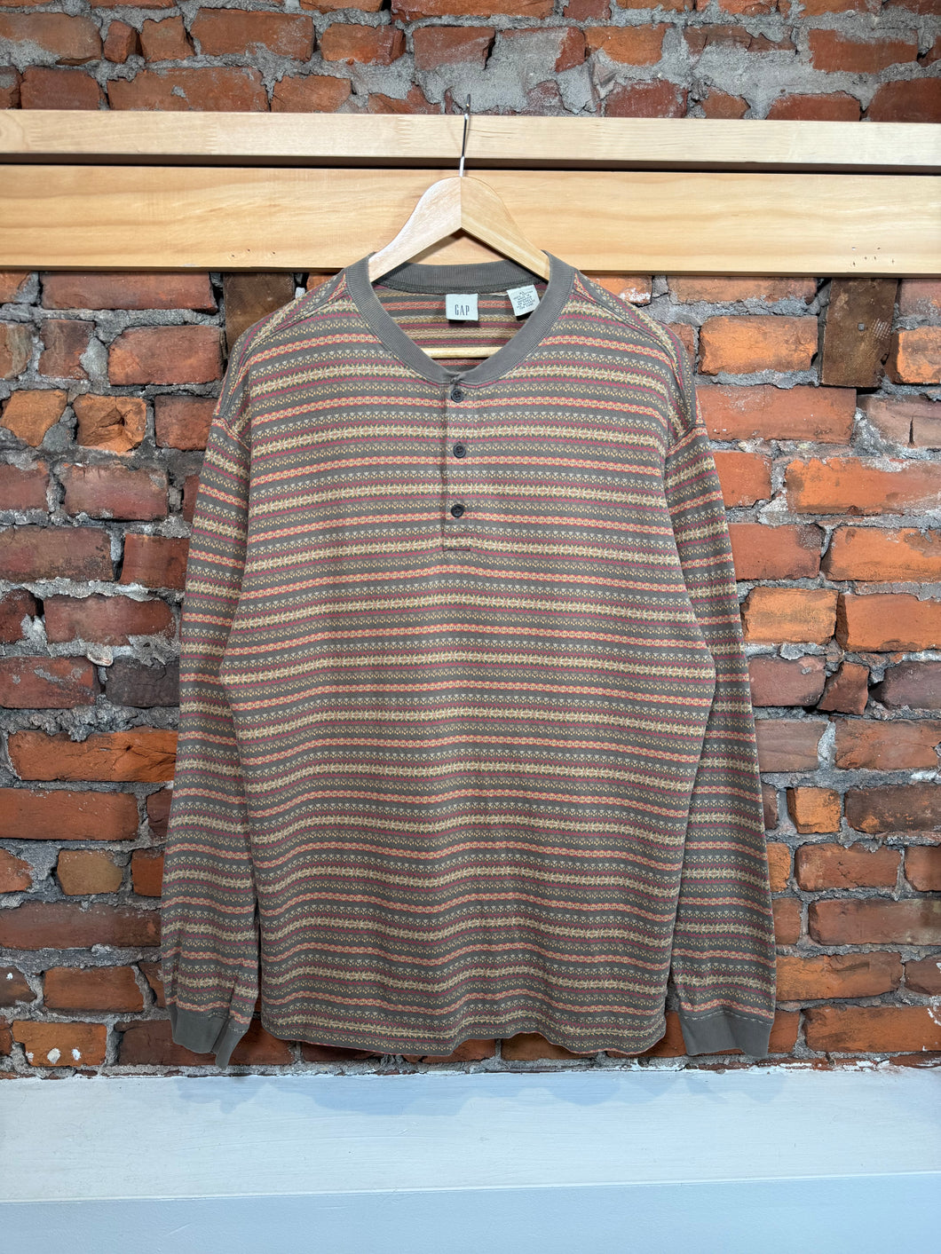 Vintage Gap Striped Henley Shirt (L)