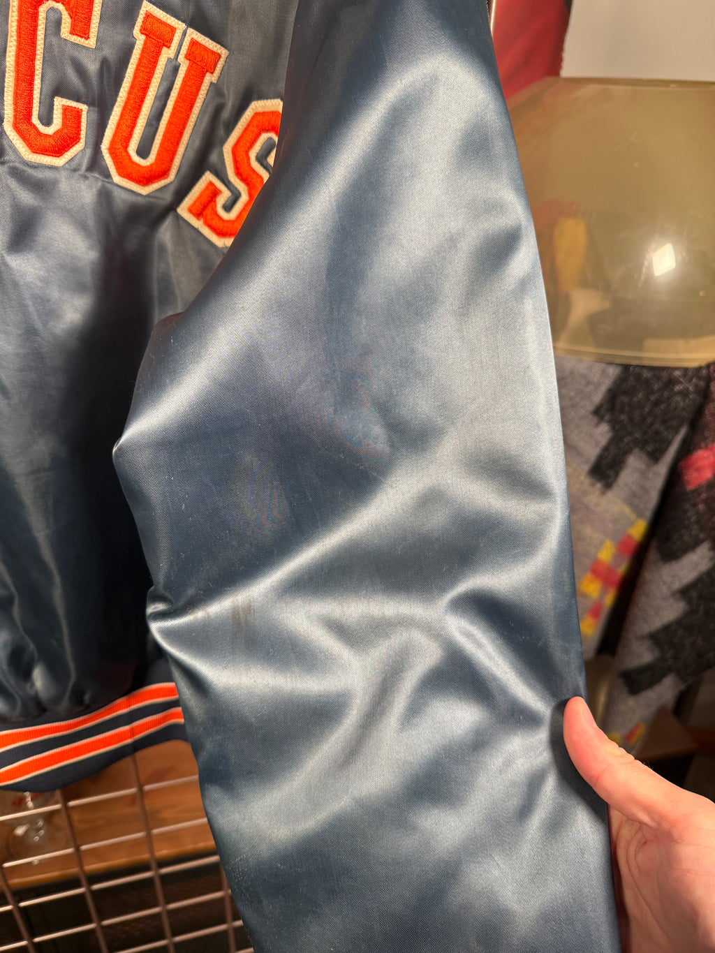 Vintage Syracuse Stitched Satin Bomber Jacket (L)