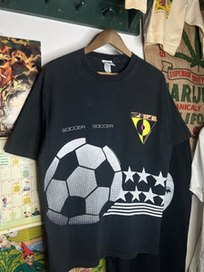 Vintage 90s Soccer All Over Print Tee (L)