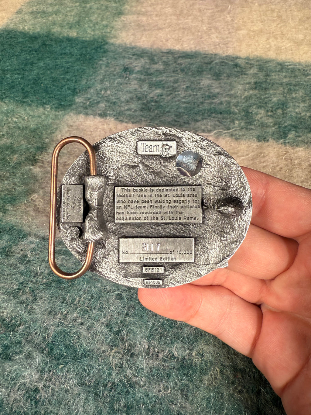 Vintage St. Louis Rams Belt Buckle
