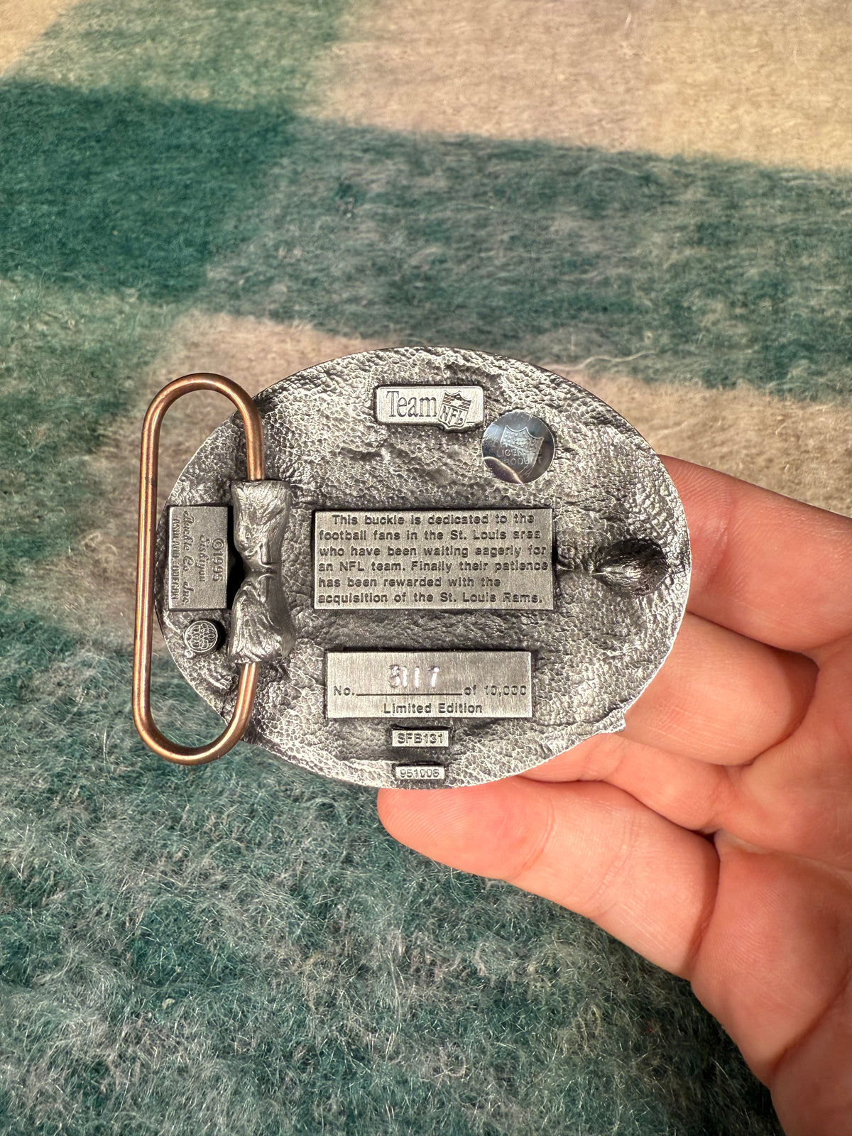 Vintage St. Louis Rams Belt Buckle