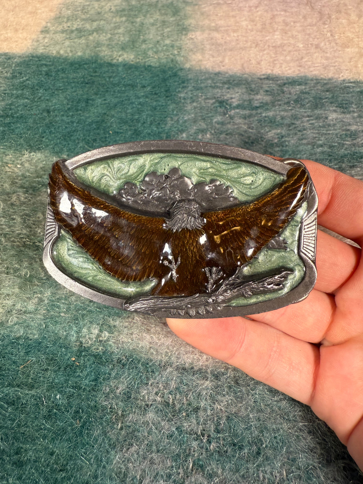 Vintage Multicolor Eagle Belt Buckle